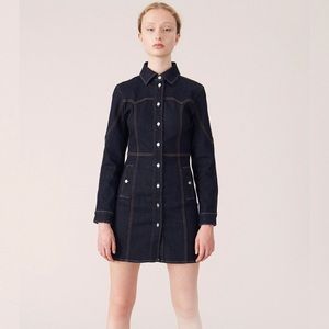 GANNI stretch denim mini dress, 34 / XS